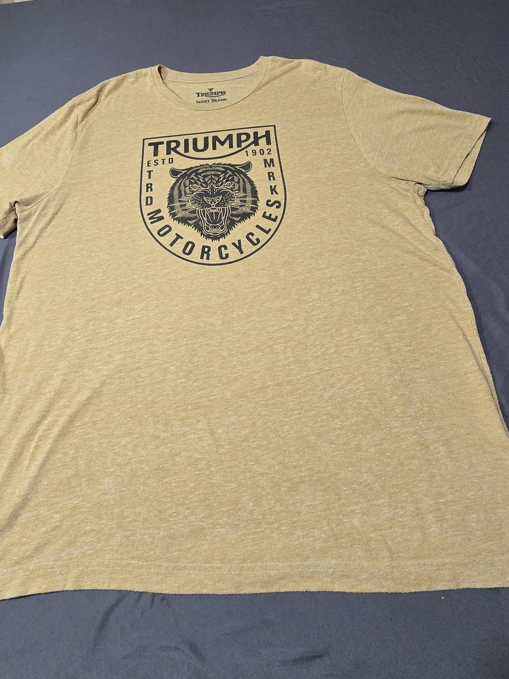 Lucky Brand Triumph Motorcycles Tiger T Shirt Mens 2XL Biker Tee